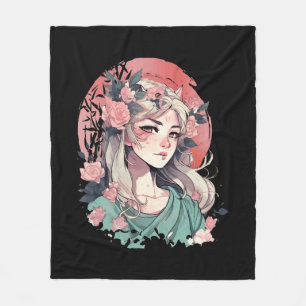 Süßes Anime-Mädchen Fleecedecke