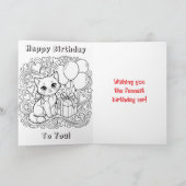 Süßes Anime-Mädchen Geburtstag und Malvorlage Karte (Innenseite)