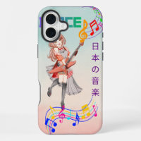 Süßes Anime-Mädchen Gitarristin J-Pop Musik Handyh