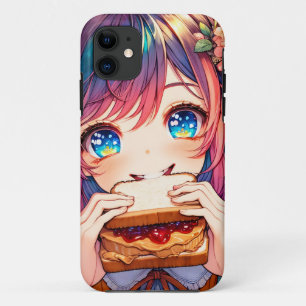 Süßes Anime-Mädchen isst Erdnussbutter und Gelee Case-Mate iPhone Hülle