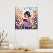 Süßes Anime-Mädchen liest ein Buch Poster (Küche)