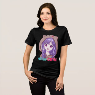 Süßes Anime-Mädchen mit lila Haaren Tri-Blend Shirt