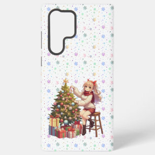 Süßes Anime-Mädchen schneidet den Baum zurecht Samsung Galaxy Hülle