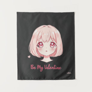 Süßes Anime-Mädchen - Sei-mein-Valentinstag-T-Shir Wandteppich