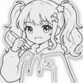 Süßes Anime-Mädchen-Sticker Aufkleber (Vorderseite)