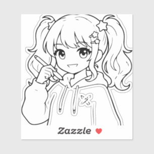 Süßes Anime-Mädchen-Sticker Aufkleber