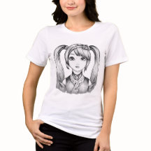 Süßes Anime-Mädchen-Zöpfe-Linienkunst-Skizze Grafi