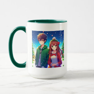 Süßes Anime-Paar Weihnachten Tasse