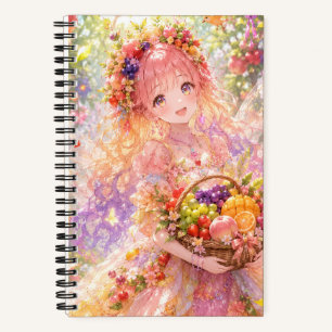 Süßes Anime-Prinzessinnen-Spiral-Skizzenbuch Notizblock