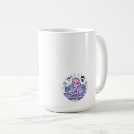 Süßes Anime-Programmierer-Mädchen-T-Shirt | Python Kaffeetasse (VorderseiteRechts)