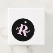 Süßes anpassbares Monogramm | Hellrosa & Schwarz Geschenkanhänger (Beispiel)