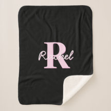 Süßes anpassbares Monogramm | Hellrosa und Schwarz