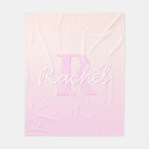Süßes anpassbares Monogramm Pfirsich- und rosa O Fleecedecke