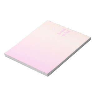 Süßes anpassbares Monogramm Pfirsich- und rosa O Notizblock