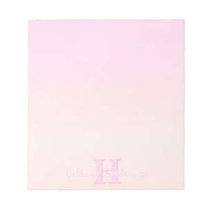 Süßes anpassbares Monogramm   Pfirsich- und rosa O Notizblock