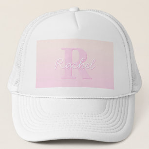 Süßes anpassbares Monogramm   Pfirsich- und rosa O Truckerkappe