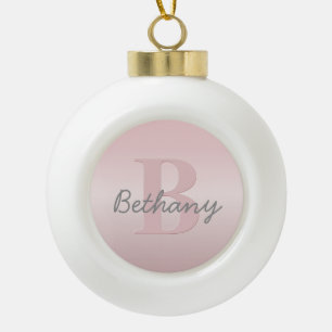 Süßes anpassbares rosa Monogramm & Ihr Name Schrif Keramik Kugel-Ornament