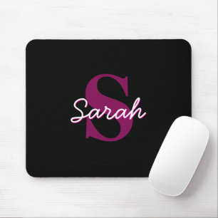 Süßes anpassbares rosa und schwarzes Monogramm-Skr Mousepad