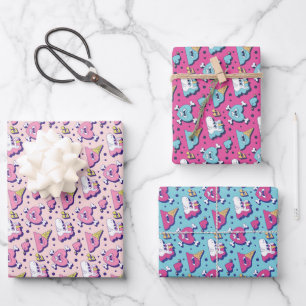 Süßes Anti-Valentinstag-Rosahersmuster Geschenkpapier Set