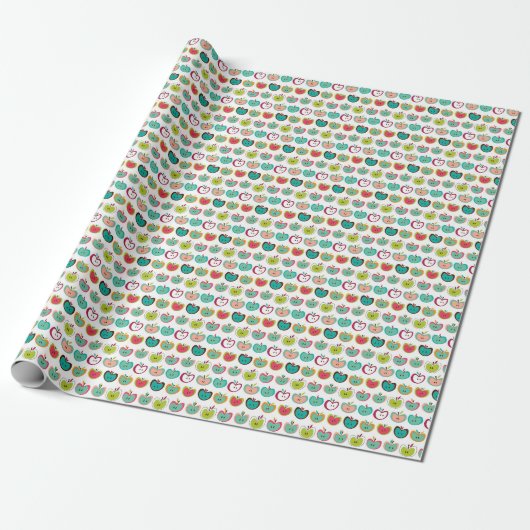 Süßes Apfelmuster Geschenkpapier (Ungerollt)