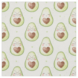 Süßes Aquarell-Avocado-Herz-Brille Nahtloses Muste Stoff