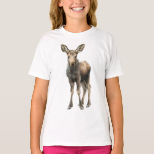 Süßes Aquarell-Baby-Elch-Wald-Freunde-Kinder T-Shirt