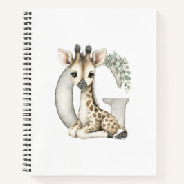 Süßes Aquarell-Baby-Tier-Alphabet Giraffe Notizblock