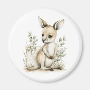 Süßes Aquarell-Baby-Tier-Alphabet Känguru Magnet