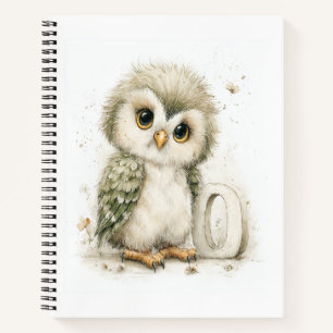 Süßes Aquarell-Baby-Tiere-Alphabet Eule Notizblock