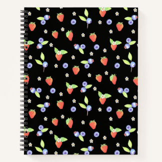 Süßes Aquarell Blaubeeren-Erdbeer-Muster Notizblock