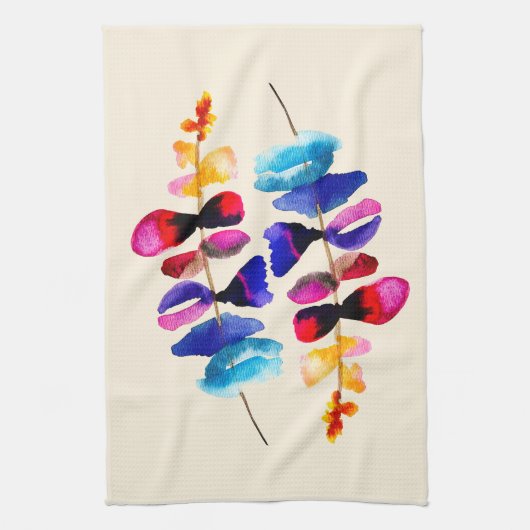 Süßes Aquarell-Blumendesign Geschirrtuch (Vertikal)