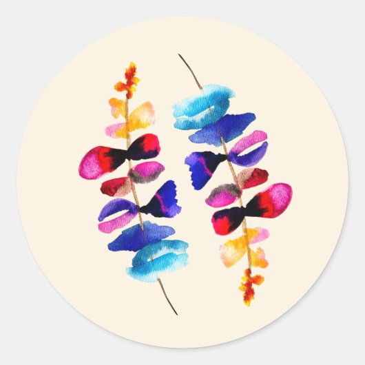 Süßes Aquarell-Blumendesign Runder Aufkleber (Vorderseite)