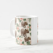 Süßes Aquarell-Capybara-Nahtloses Muster Kaffeetasse (Vorderseite Links)