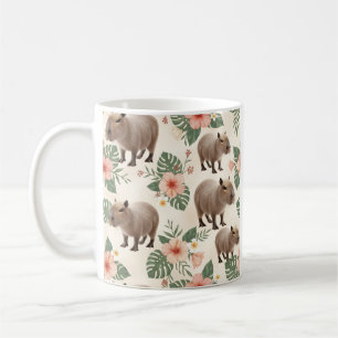 Süßes Aquarell-Capybara-Nahtloses Muster Kaffeetasse