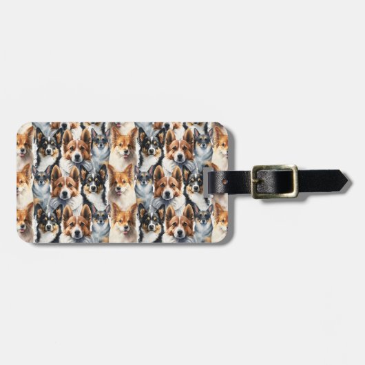 Süßes Aquarell-Corgi-Hund-Muster Gepäckanhänger (Vorderseite horizontal)
