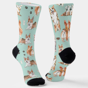 Süßes Aquarell-Corgi-Hund-Muster Socken