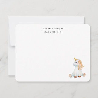 Süßes Aquarell-Einhorn-Baby-Mädchen Mitteilungskarte