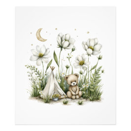 Süßes Aquarell-Hasenkaninchen mit Mond und Sternen Fotodruck