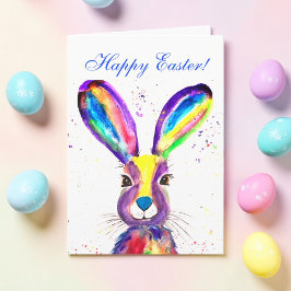 Süßes Aquarell Kaninchen Hase Ostern Floral Dankeskarte