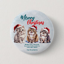 Süßes Aquarell-Katze-Santa Frohe Weihnachten