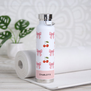 Süßes Aquarell-Kirsch-Schleifen-Coquette-Muster Trinkflasche