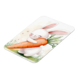 Süßes Aquarell-Osterhäschen Karotte Magnet