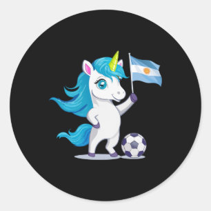 Süßes Argentinien Roots Einhorn spielt Fußball Arg Runder Aufkleber