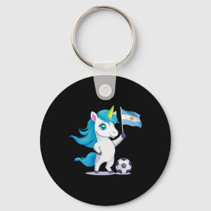 Süßes Argentinien Wurzeln Einhorn spielt Fußball A Schlüsselanhänger