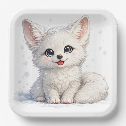 Süßes Arktis-Fuchs-Cozy-Design mit positiven Vibes Pappteller (Vorderseite)