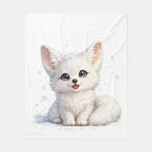 Süßes Arktischer Fuchs Cozy Positive Vibes Design Fleecedecke
