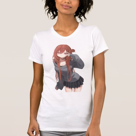 Süßes ästhetisches Anime-Mädchen T-Shirt (Vorderseite)
