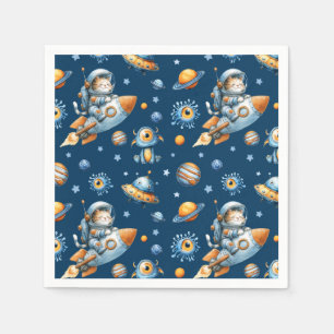 Süßes Astronaut Katzen Weltraum Galaxie Muster  Serviette