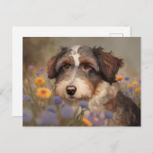 Süßes Aussiedoodle Portrait Postkarte (Vorne/Hinten)