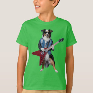 Süßes Australian Shepherd Rockstar Kinder T-Shirt
